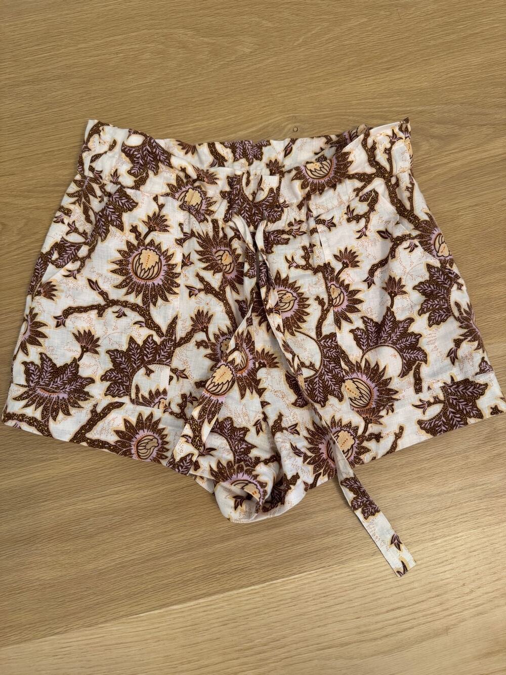 A.L.C. Barret Floral Linen Drawstring Shorts Size 2 $295